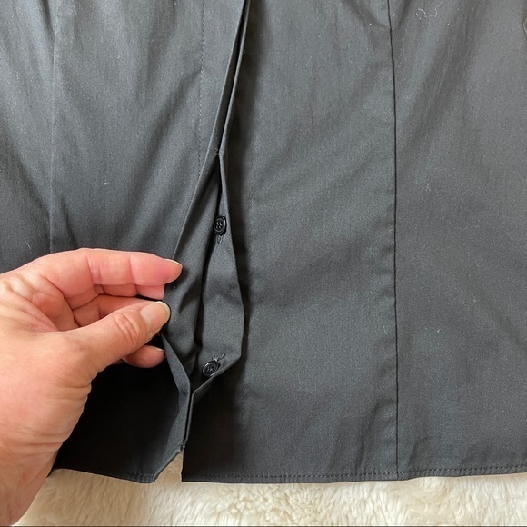 Akris Punto Top Button Down Shirt Black Mesh Collar & Cuffs Size 8 - Picture 4 of 13